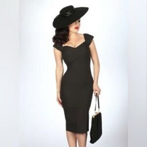 Stop Staring! Madstyle Fitted Wiggle Dress Pinup Dress Black Retro Size Large